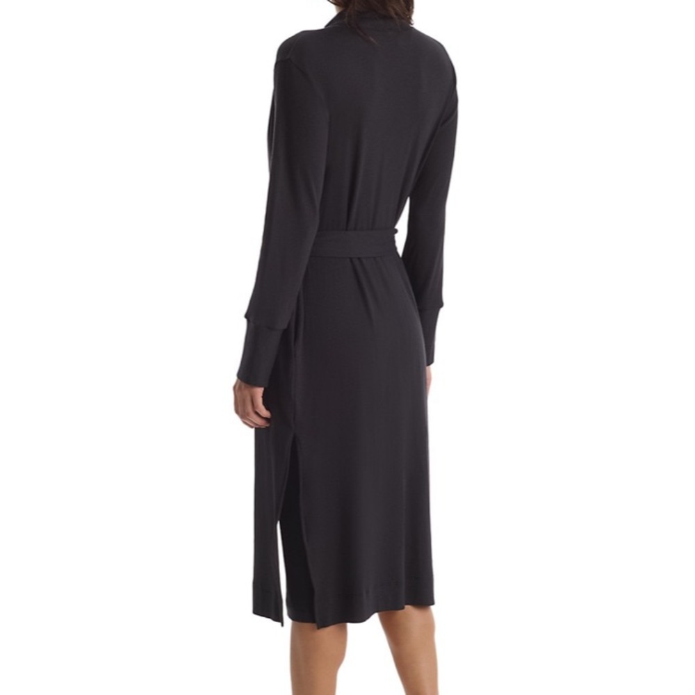 New Commando Luxury Rib Knit Robe Long Open Sash - Picture 3 of 4